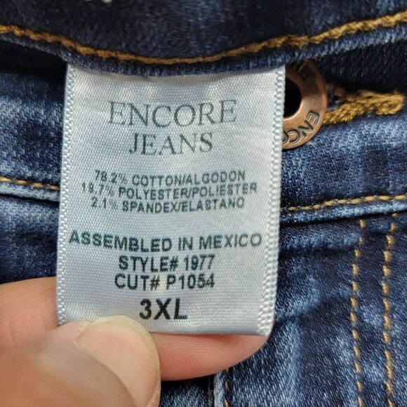 Encore Women's Jegging Skinny Jeans Size 3XL Medium Wash Blue Denim Stretch 35x2 - Picture 5 of 9